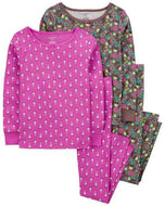 Carter's 4pc Kid Girl Purple Floral Pajama Set