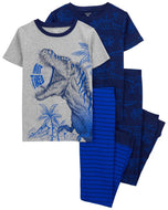 Carter's 4pc Kid Boy Blue Dino Pajama Sleepwear Set