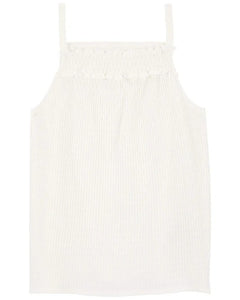 OshKosh Kid Girl White Textured Smocked Tank Top