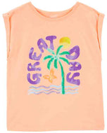 Carter's Kid Girl Coral Great Day Palm Tree Tee