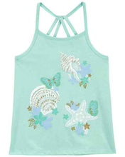 Cargar imagen en el visor de la galería, OshKosh Kid Girl Green Sea Shells Tank Top
