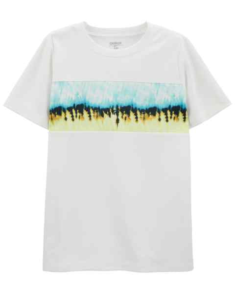 Oshkosh Kid Boy White Graphic Stripe Tee in Moisture Wicking Active Mesh