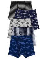 Carter's 5pc Kid Boy Navy, Grey Dino Striped Cotton Boxer Briefs