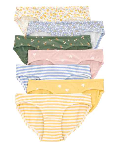 Carter's 7pc Kid Girl Lilac Floral Stretch Cotton Bikini Briefs (a little below waste)