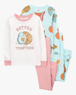 Carter's 4pc Kid Girl Better Together Snug Fit Cotton Pajama Set