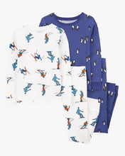 Cargar imagen en el visor de la galería, Carter&#39;s 4pc Kid Boy Snowboarder/ Penguin Pajama Sleepwear Set
