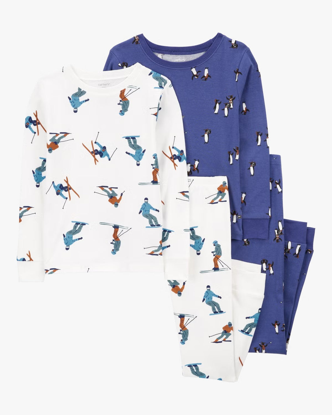 Carter's 4pc Kid Boy Snowboarder/ Penguin Pajama Sleepwear Set