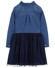 Cargar imagen en el visor de la galería, OshKosh Kid Girl Denim and Tulle Long Sleeve Dress
