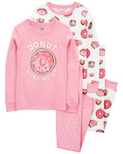 Cargar imagen en el visor de la galería, Carter&#39;s 4pc Kid Girl Donut Wake Me Up Snug Fit Cotton Pajama Set
