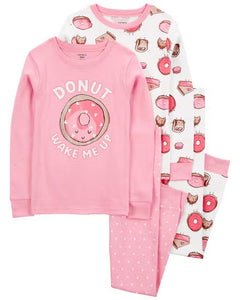 Carter's 4pc Kid Girl Donut Wake Me Up Snug Fit Cotton Pajama Set