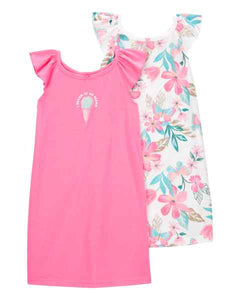 Carter's 2pc Kid Girl Pink Floral Gowns Sleepwear Set