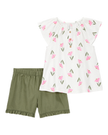 Carter's 2pc Kid Girl Floral Top & Shorts Set