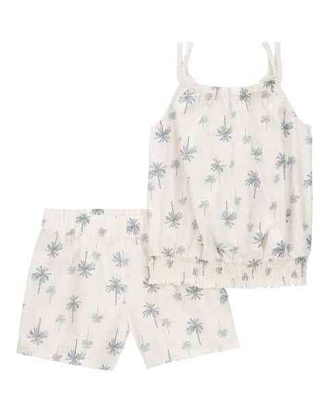 Carter's 2pc Kid Girl Palm Print Top & Shorts Set