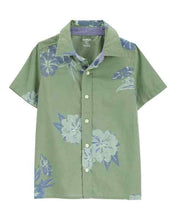 Carregar imagem no visualizador da galeria, Oshkosh Kid Boy Green Floral Print Button-Front Shirt
