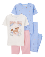 Carter's 4pc Kid Girl Horse Dream Free Snug Fit Cotton Pajama Set