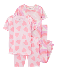 Carter's 4pc Kid Girl Pink Snug Fit Cotton Pajama Set