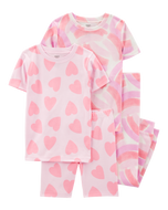 Carter's 4pc Kid Girl Pink Snug Fit Cotton Pajama Set