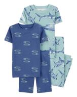 Carter's 4pc Kid Boy Blue Sharks Pajama Sleepwear Set