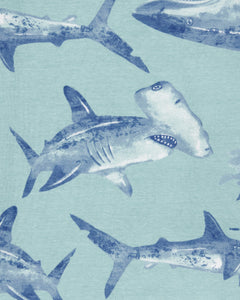 Carter's 4pc Kid Boy Blue Sharks Pajama Sleepwear Set