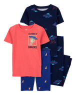 Carter's 4pc Kid Boy Space Pizza Pajama Sleepwear Set