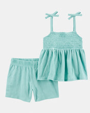 Cargar imagen en el visor de la galería, Carter&#39;s 2pc Kid Girl Teal Top &amp; Shorts Set
