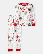 Carter's 2pc Kid Neutral Santa, Milk & Cookies Print Pajama Set