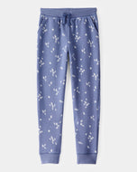 OshKosh Kid Girl Blue Fleece Drawstring Joggers