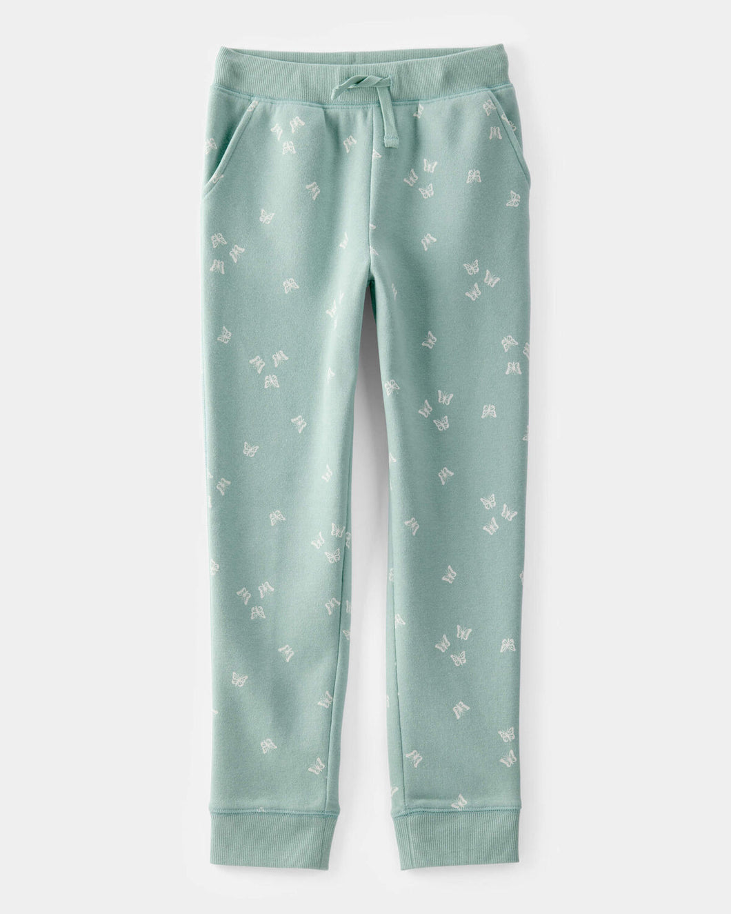 OshKosh Kid Girl Green Butterflies Fleece Drawstring Joggers