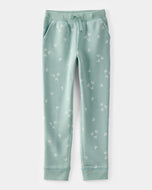 OshKosh Kid Girl Green Butterflies Fleece Drawstring Joggers