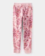 OshKosh Kid Girl Pink Floral Fleece Drawstring Joggers
