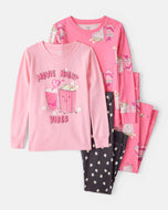 Carter's 4pc Kid Girl Movie Night Snug Fit Cotton Pajama Set