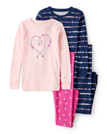 Carter's 4pc Kid Girl Dream Hearts Snug Fit Cotton Pajama Set