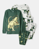 Carter's 4pc Kid Boy Green Dino Pajama Sleepwear Set