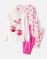 Carter's 4pc Kid Girl Cherry Snug Fit Cotton Pajama Set