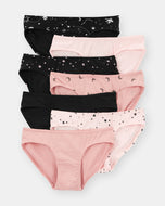 Carter's 7pc Kid Girl Star/Black/Pink Cotton BIKINI Briefs