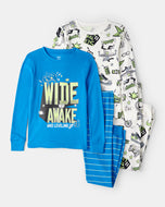 Carter's 4pc Kid Boy Wide Awake And Leveling Up Pajama Sleepwear Set
