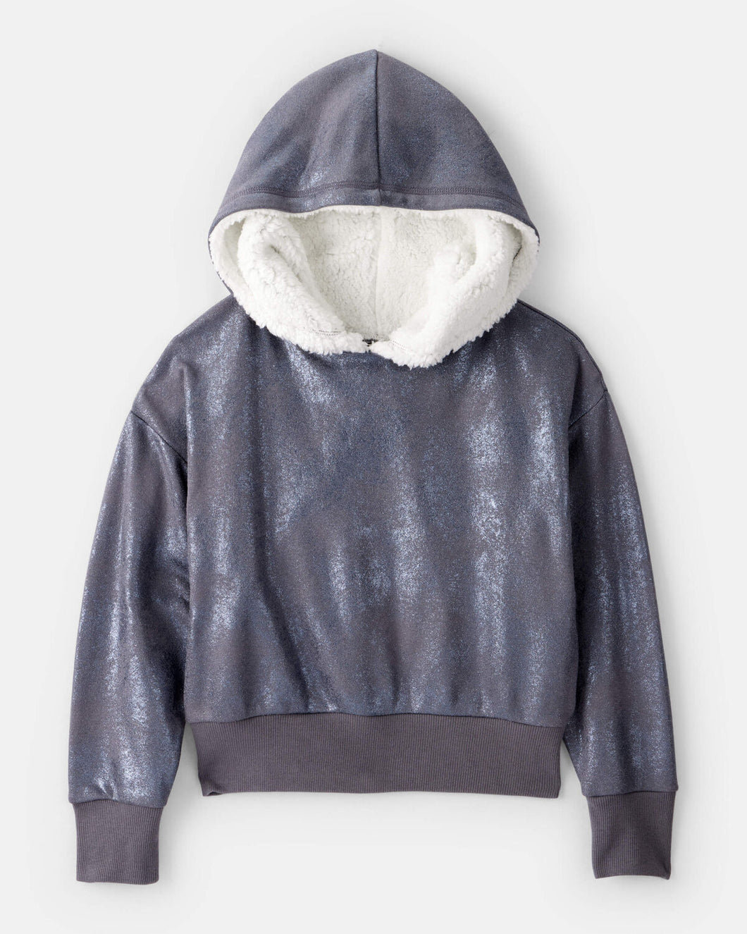OshKosh Kid Girl DayDream Fleece Metallic Sherpa Hoodie - Grey