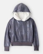 OshKosh Kid Girl DayDream Fleece Metallic Sherpa Hoodie - Grey