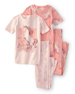 Carter's 4pc Kid Girl Peach Unicorn Cotton Pajama Set