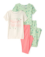 Carter's 4pc Kid Girl Green Sweet Dreams Cotton Pajama Set
