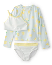 Load image into Gallery viewer, Carter's 3pc Kid Girl Lemon Striped Rashguard Swim Set

