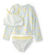 Carter's 3pc Kid Girl Lemon Striped Rashguard Swim Set