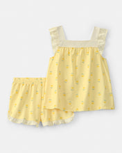Cargar imagen en el visor de la galería, Carter's 2pc Kid Girl Yellow Floral Top &amp; Shorts Pajama Set
