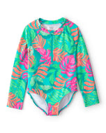 Carter's Kid Girl Multi Color Leaves Long-Sleeve Swimsuit