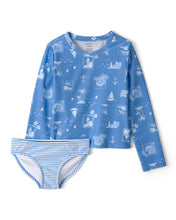 Carregar imagem no visualizador da galeria, Carter's 2pc Kid Girl Sailboat Print Long-Sleeve Rashguard Swim Set
