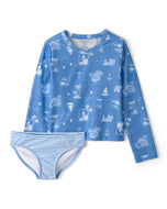 Carter's 2pc Kid Girl Sailboat Print Long-Sleeve Rashguard Swim Set