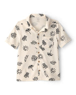 Carter's Kid Boy Beige Beach Print Shirt
