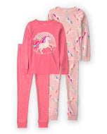 Carter's 4pc Kid Girl Pink Unicorn Long-Sleeve Sleepwear Set
