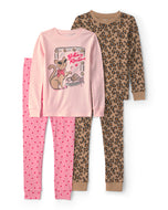 Carter's 4pc Kid Girl 'Bedtime Routine' Long-Sleeve Sleepwear Set