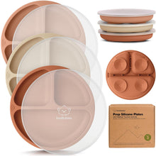 Load image into Gallery viewer, Keababies 1pc Prep Silicone Suction Plate WITH LID - Terra Cotta
